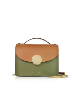 LE PARMENTIER - New Ondina Color Block Flap Top Leather Satchel Bag