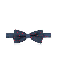 Red On Navy Blue Polkadot Pre-tied Bowtie