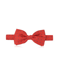 Navy Blue on Red Polkadot Pre-tied Bowtie