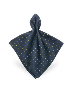 Blue/Yellow Polkadot Twill Silk Pocket Square