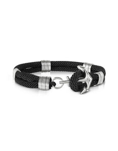 Black Nautical Rope Double Bracelet w/Anchor