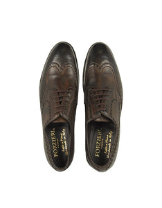 Dark Brown Tuffato Leather Wingtip Derby Shoes