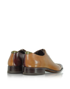 Brown Italian Handcrafted Leather Cap Toe Dress Shoes