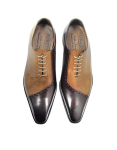 Brown Italian Handcrafted Leather Cap Toe Dress Shoes