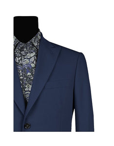 Men's Wide Peak Single Breasted Bluette Suit